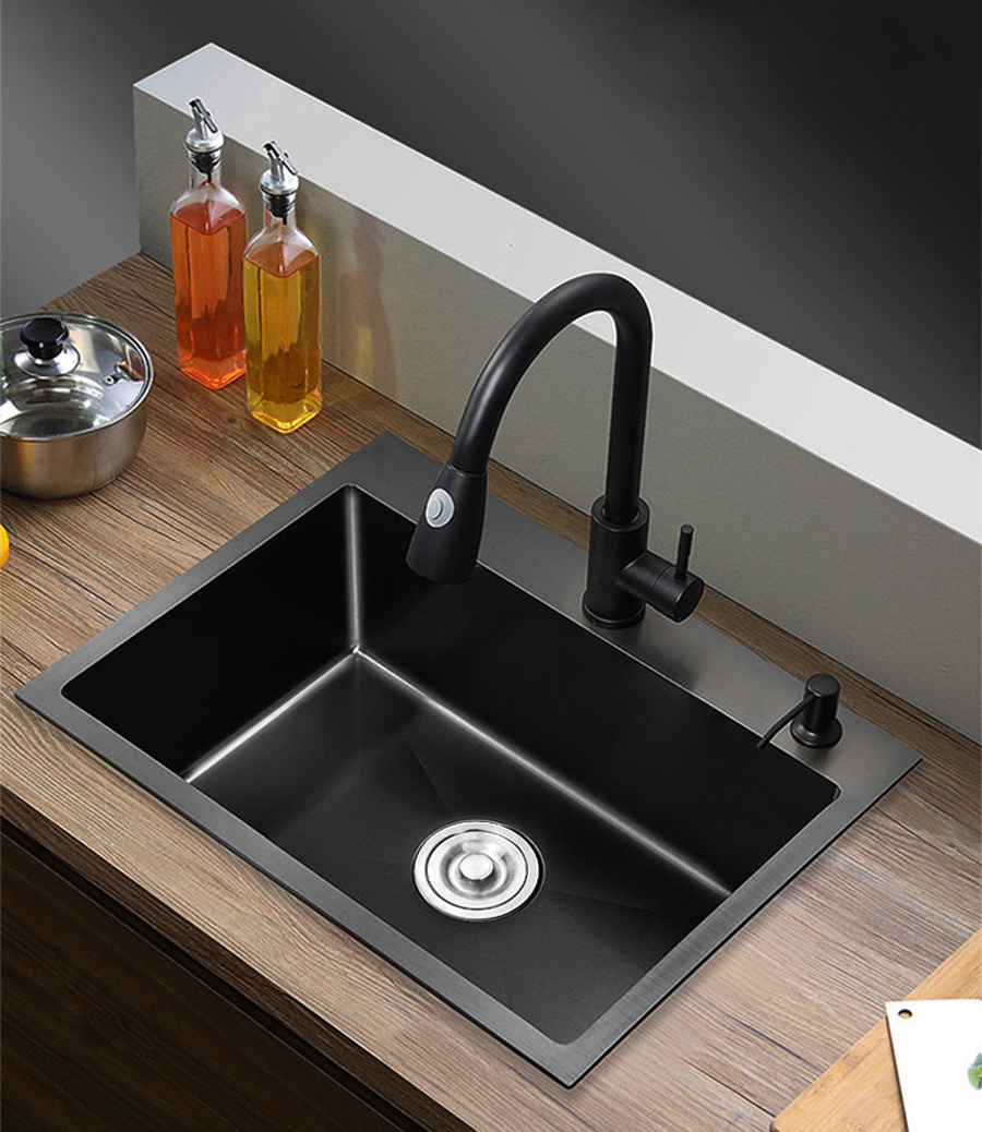 Deep Basin Nano Double Bowl Undermount Handmade Stainless Steel Black Kitchen Sink