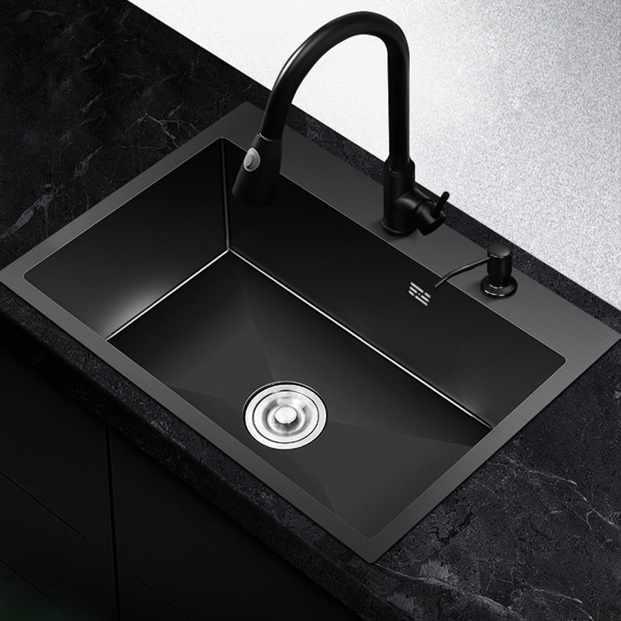 Deep Basin Nano Double Bowl Undermount Handmade Stainless Steel Black Kitchen Sink