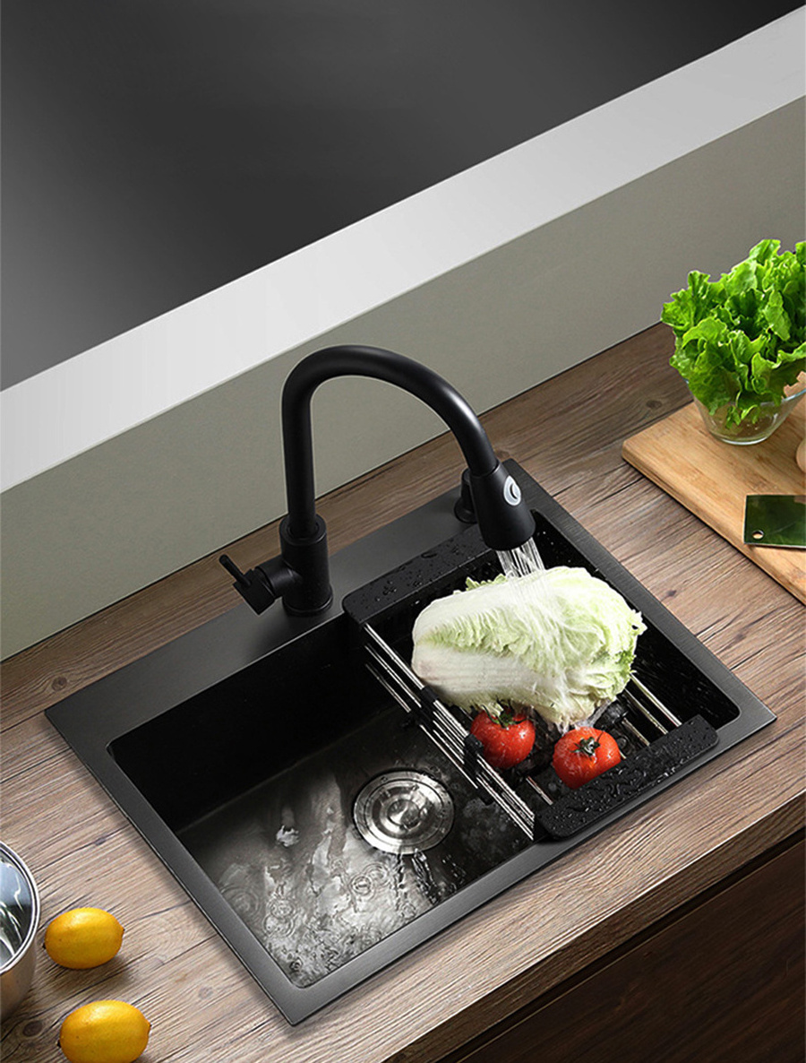 Deep Basin Nano Double Bowl Undermount Handmade Stainless Steel Black Kitchen Sink