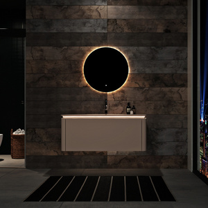 Wholesale Bathroom Accessories Corner Bathroom Vanity with Sink Hotel Product Wash Wooden Sink for Bathroom