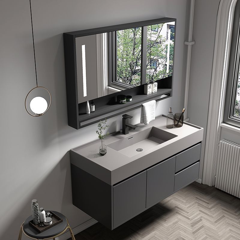 Bathroom Vanity Cabinet Set Glass Mirror Modern White Color Wall Mounted Bathroom Vanity Cabinet with Mirror and Shelf