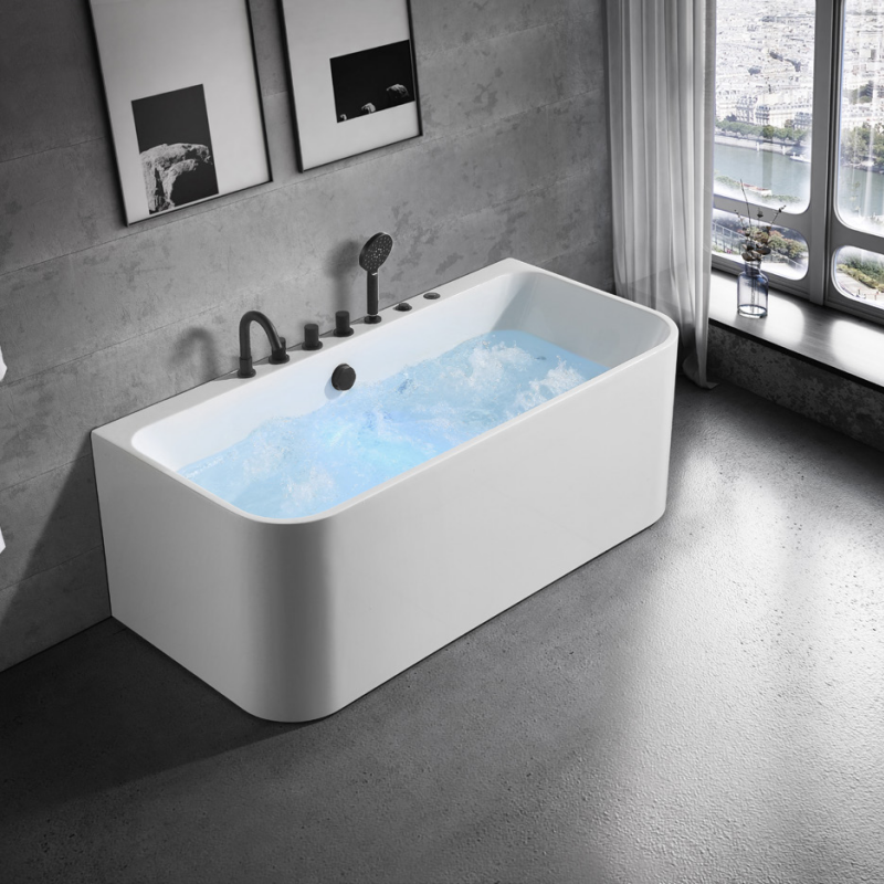 Hot Sale Bathroom rectangle acrylic bathtub Jet whirlpool tub free standing bathtub customized ceramic bathtubs