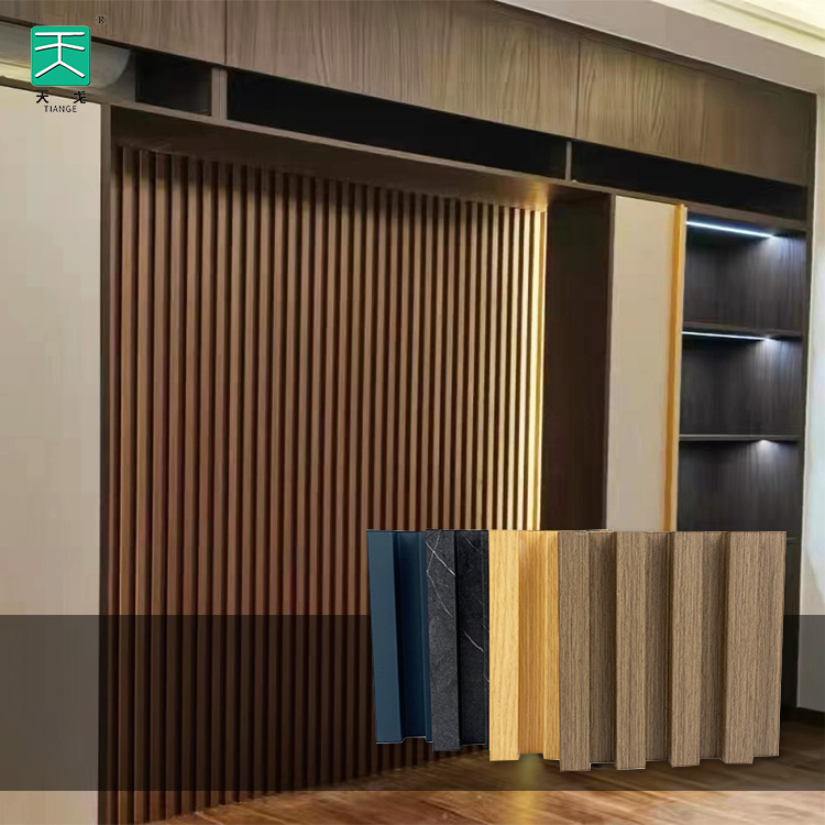 TianGe Flexible 3D Interior Grille Fluted Wainscot Pine Wood Wall Panel For Decoration