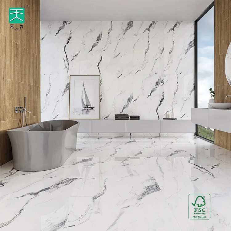 TianGe 2.8Mm 3Mm 4X8 White Marble Tv Wall 3D Marble Bathroom Uv Board/Pvc Marble Sheet