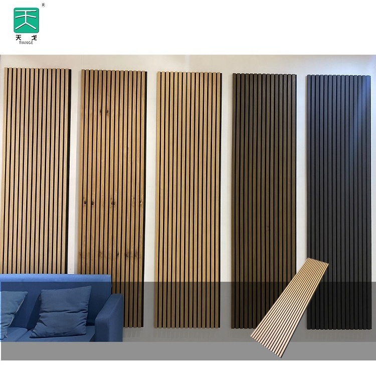 TianGe Wall And Ceiling Wooded Soundproof Wood Akupanel Mdf Veneer Slat Acoustic Panels for Room Apartment