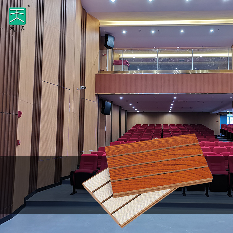 Tiange Fireproof Grooved Acoustic Deco Walls Sound Absorbing Sound Abosrbtion Wooden  acoustic timber panels