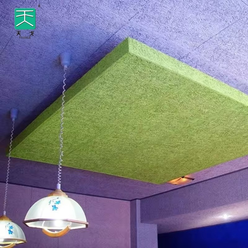 Tiange 600*600mm Eco Friendly Gypsum Wooden Wool Fiber Sound Absorbing Board Wood Wool Acoustic Panels