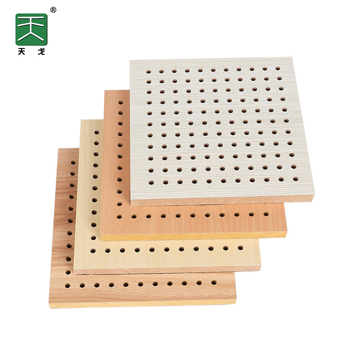 TianGe mdf wall board wooden perforated acoustic sound absorbing panelacoustic white wood panels