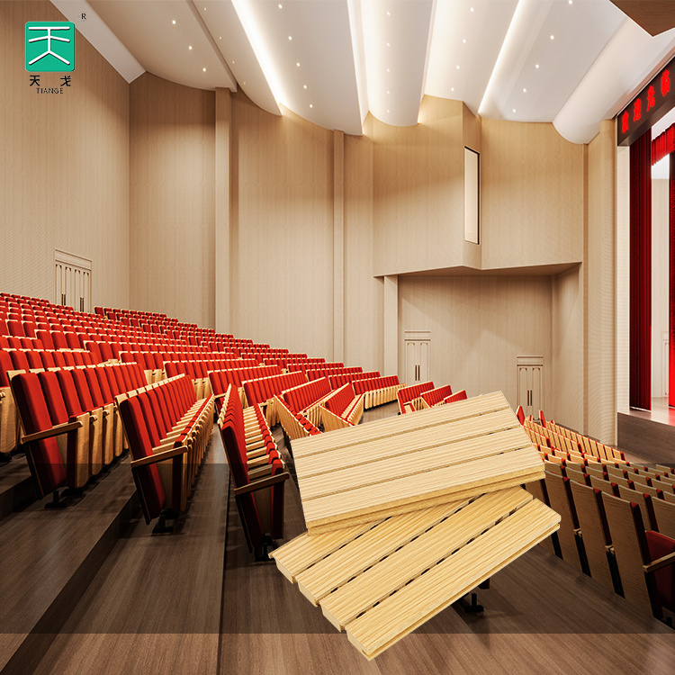 Tiange Fireproof Grooved Acoustic Deco Walls Sound Absorbing Sound Abosrbtion Wooden  acoustic timber panels