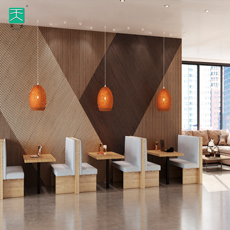 Tiange Modern Interior Walls Oak Akupanel Grey Oak Acoustic Slat Panel Wooden Akustik Panel