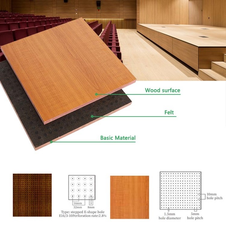 Building Project/TianGe Studio Wooden Fireproof Mgo Micro Perforated Free Standing Acoustic Ceilling Wood Panel