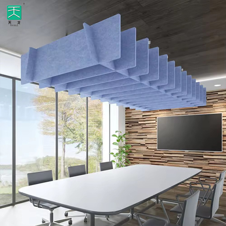 TianGe Office Decoration Curved Baffles 60X60  100% Pet Polyester Acoustic Decorative Ceiling Flexible Wall Panels