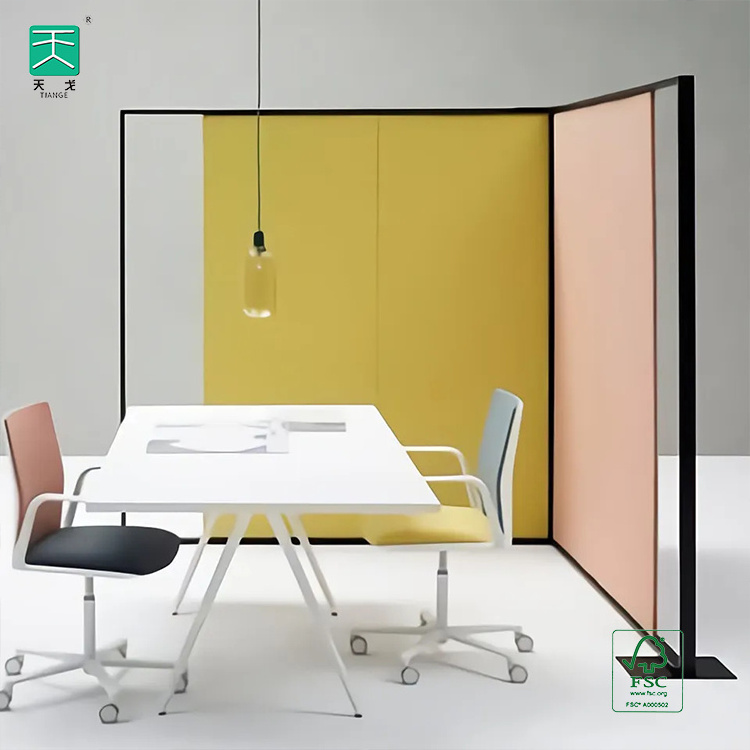 TianGe Office Movable Screen Partition Soundproof Portable White Used Room Divider With Wheel