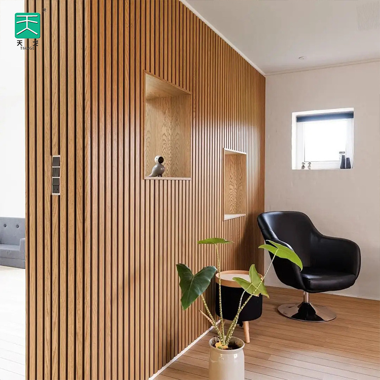 TianGe Akupanel Eco Friendly Natural Oak Surface Wall Decorative Pet Wood Slat Acoustic Panels With Pet