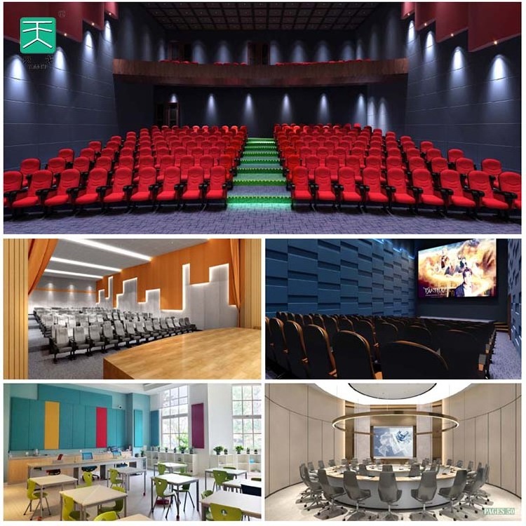 TianGe Cinema studio 12 cm sound absorption wall tiles soundproofing material fireproof cloth fabric wrapped acoustic wall panel