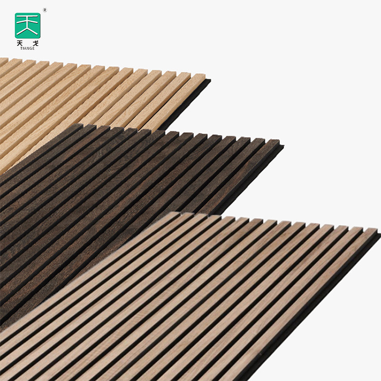 TianGe Apartment Wall And Ceiling Sound Absorbing slatted Polyester PET and Slotted Wooden Acoustic Panel