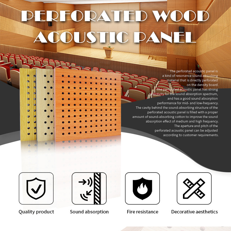 TianGe Leture Hall Sound Absorbing Mdf Perforated Sheet Wooden Perforated Tiles Acoustic Wall Panel