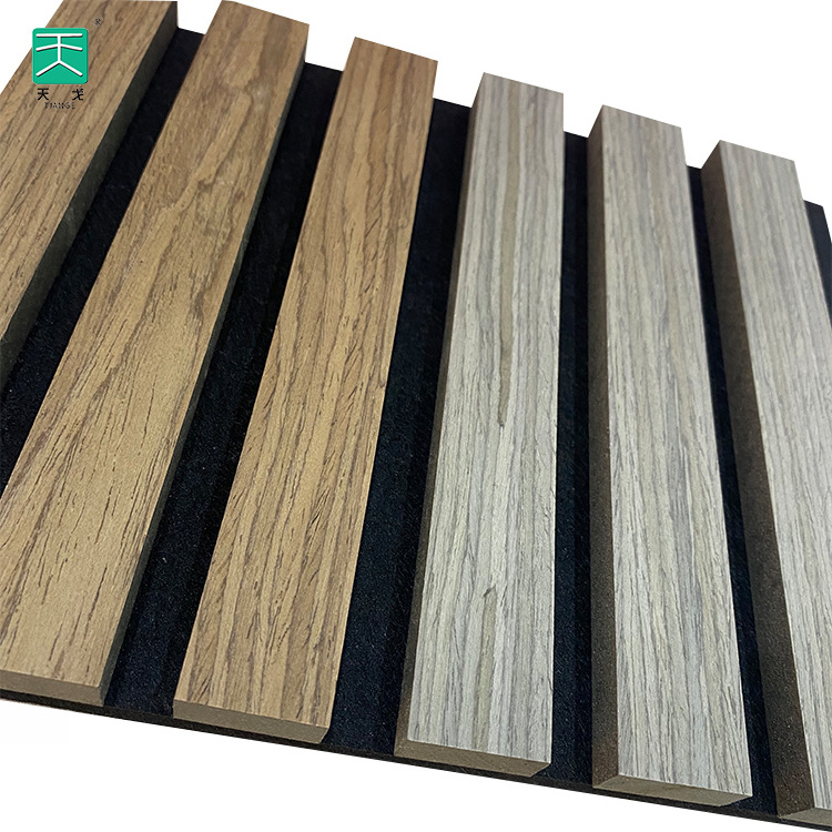 Tiange Villa and Apartment Soundproof Decor Pet And Wooden Veneer Composition Mdf Wall Slats Acoustic Panel