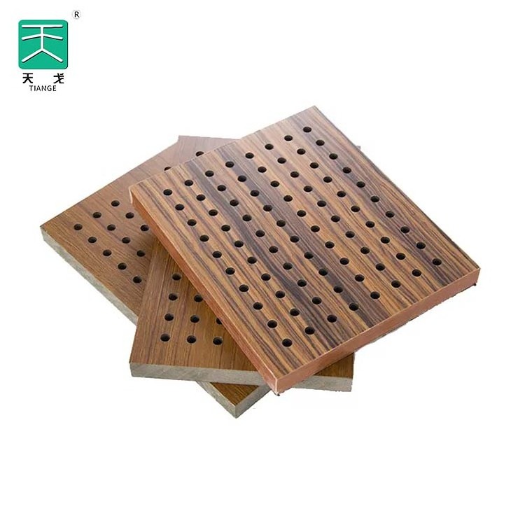 TianGe Leture Hall Sound Absorbing Mdf Perforated Sheet Wooden Perforated Tiles Acoustic Wall Panel