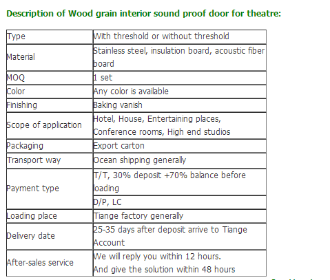 TianGe Factory Interior acoustic soundproof door for cinema, studio, KTV