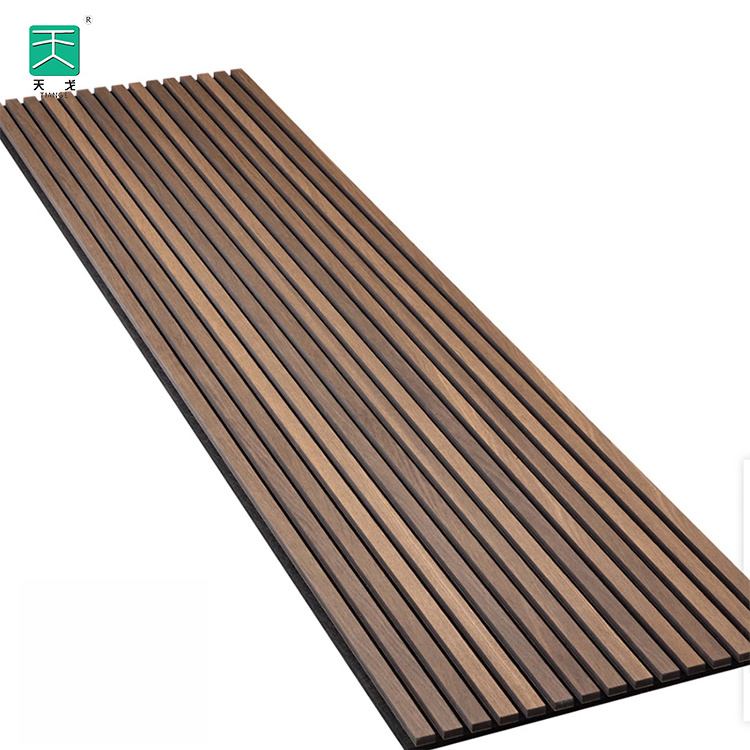 TianGe Apartment Wall And Ceiling Sound Absorbing slatted Polyester PET and Slotted Wooden Acoustic Panel