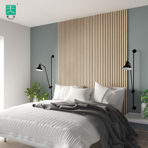 TianGe  fsc 2400mm Soundproof Headboard Fibro Pet Wooden Black Color Acoustic Slat Wall Akusound Absorption Panel Akupanels