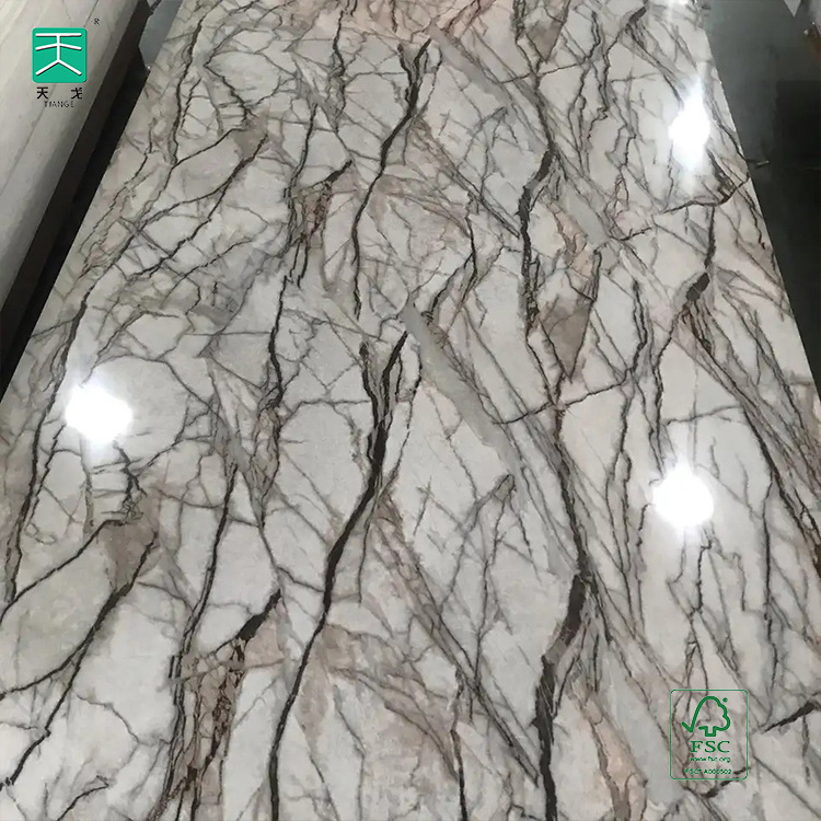 TianGe Flexible 3Mm 3d Interior Bamboo Charcoal decoration Plastic Waterproof Marble Pvc Sheet Wall Panel