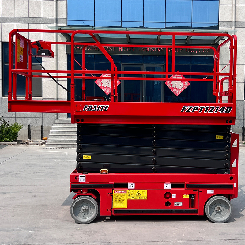 FASITE 12m Self Propelled Scissor Lift Elevator Battery Power Hydraulic Automatic Scaffolding