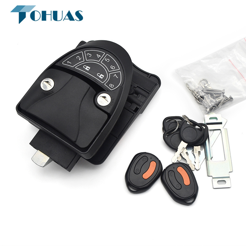 XK159 Factory Password remote control RV door lock Metal Camper Door Lock Rv Keyless Entry Door Lock Handle Latch Zinc Alloy Wir