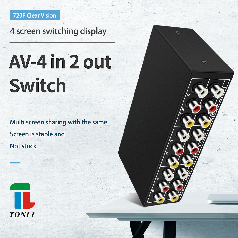 video audio switch 4input 2output Manual switching AV4*2 selector