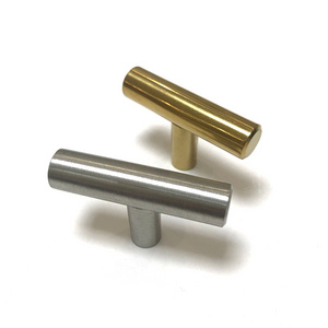 TOMU 2inch Small T Bar Cabinet Knob Stainless steel Brushed satin Furniture Kitchen Cupboard Chest Handles Knobs Brushed gold