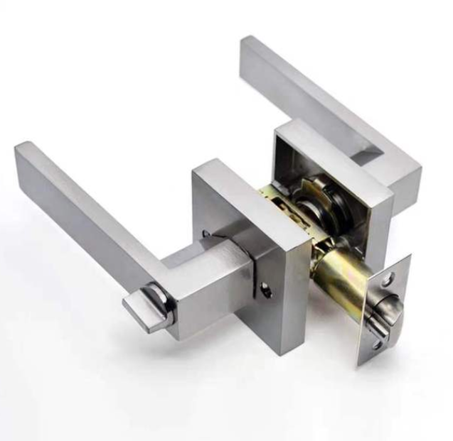 Black Door Handle Door Handle Lock Square Channel Privacy Mask Interior Bedroom Room Bathroom Three-Bar Spherical Lock Home Lock