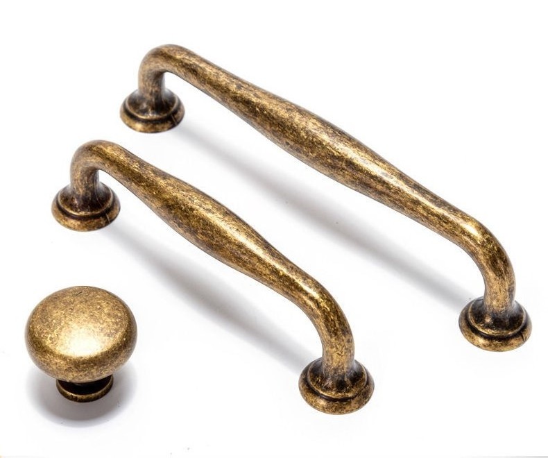 Vintage Cabinet Knobs Set Antique Bronze Cupboard Door Pull Knob Round Zinc Alloy Dresser Knob Furniture Handle Pulls