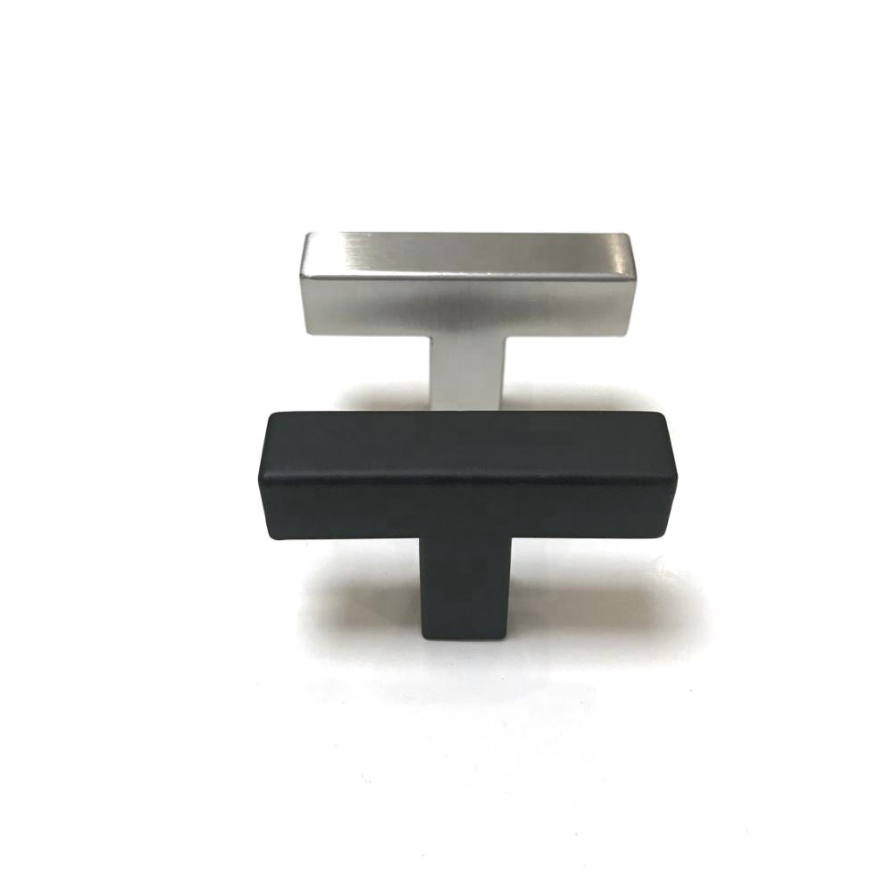 Modern Black Cabinet Handle Square Furniture Hardware Stainless Steel Simple Kitchen Door Knobs Cupboard Wardrobe Drawer Pulls