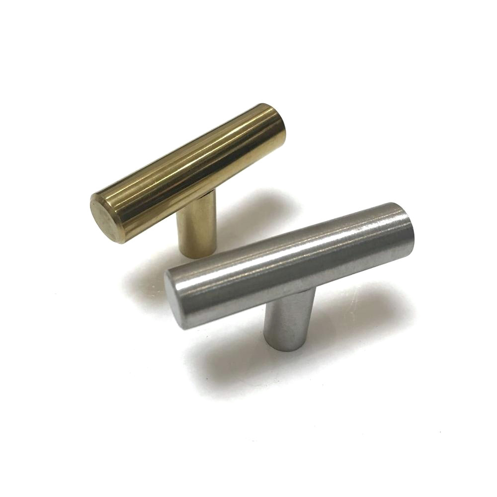 TOMU 2inch Small T Bar Cabinet Knob Stainless steel Brushed satin Furniture Kitchen Cupboard Chest Handles Knobs Brushed gold