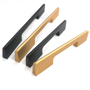 Furniture Handles Black Golden Cupboard Wardrobe Pulls Solid Aluminum Kitchen Cabinets Pulls Handles for Cabinets and Drawers