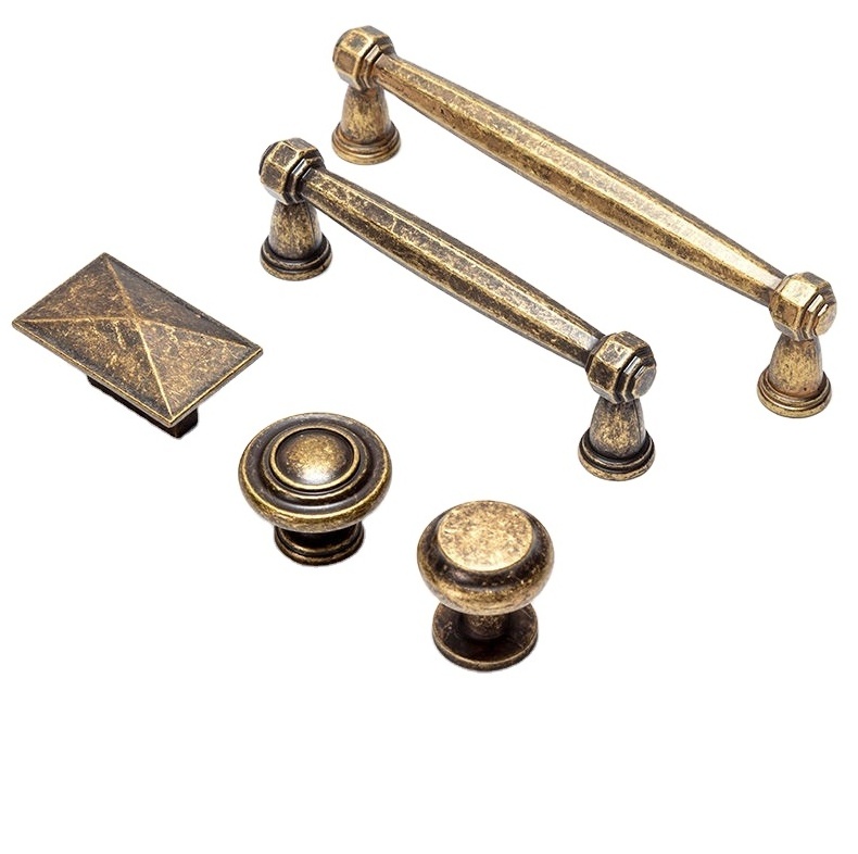 Vintage Cabinet Knobs Set Antique Bronze Cupboard Door Pull Knob Round Zinc Alloy Dresser Knob Furniture Handle Pulls