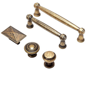 Vintage Cabinet Knobs Set Antique Bronze Cupboard Door Pull Knob Round Zinc Alloy Dresser Knob Furniture Handle Pulls