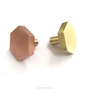 Hexagon Gold Brass Kitchen Cabinet Knobs and Handles Rose Gold Hexagon Drawer Dresser Furniture Knobs Cupboard Pulls