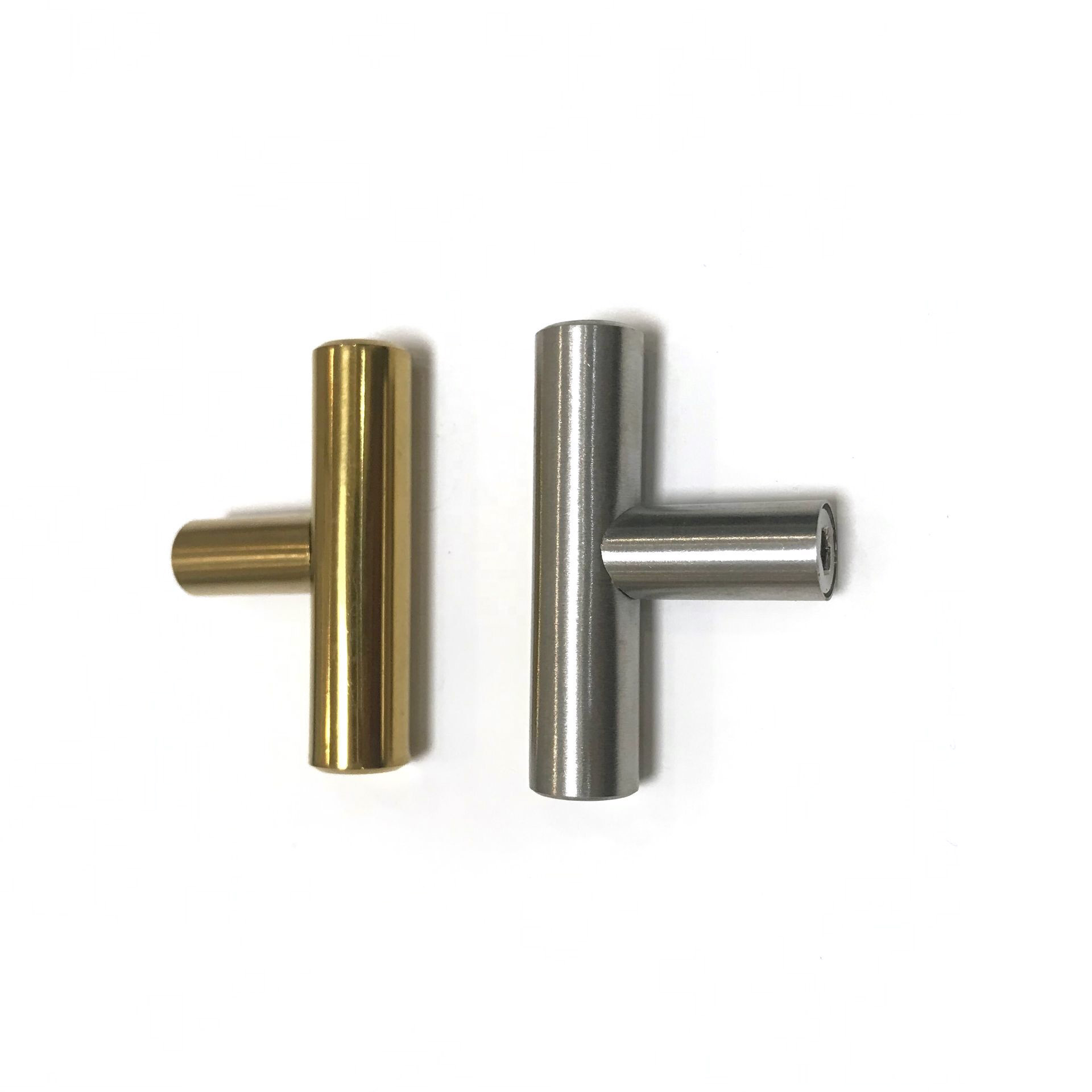 TOMU 2inch Small T Bar Cabinet Knob Stainless steel Brushed satin Furniture Kitchen Cupboard Chest Handles Knobs Brushed gold