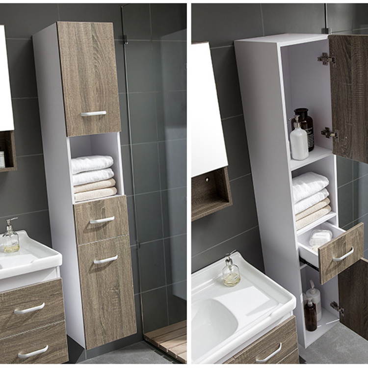 Italian Supplier Luxury Modern Bathroom Furniture Wooden Under Sink Large Storage Mirror Cabinet Vanity With Adjustable Shelf