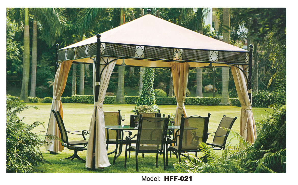 Outdoor event sun shade Gazebos 3x3m Arbours Outdoor Canvas Hexagon Gazebo Pagoda Tent With Side Curtain