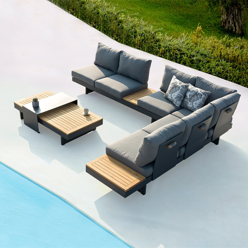 L Shape Simplicity Large Poolside Sectional Sofa Set Multiple Combination Garden Furniture Waterproof Outdoor Sofa Set