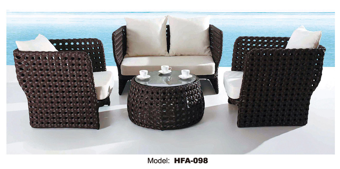 Gray Outdoor Patio Set 3-Piece Rattan Seating Sofa Rattan cushions aluminum Outdoor Furniture Sofa bistro set 3 pcs