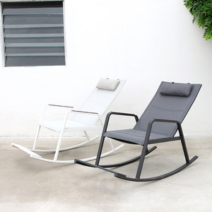 Yard Swimming Pool Chair wide arm Aluminum Sun Lounger Black White Outdoor Portable Rocking Reclining Beach Chair