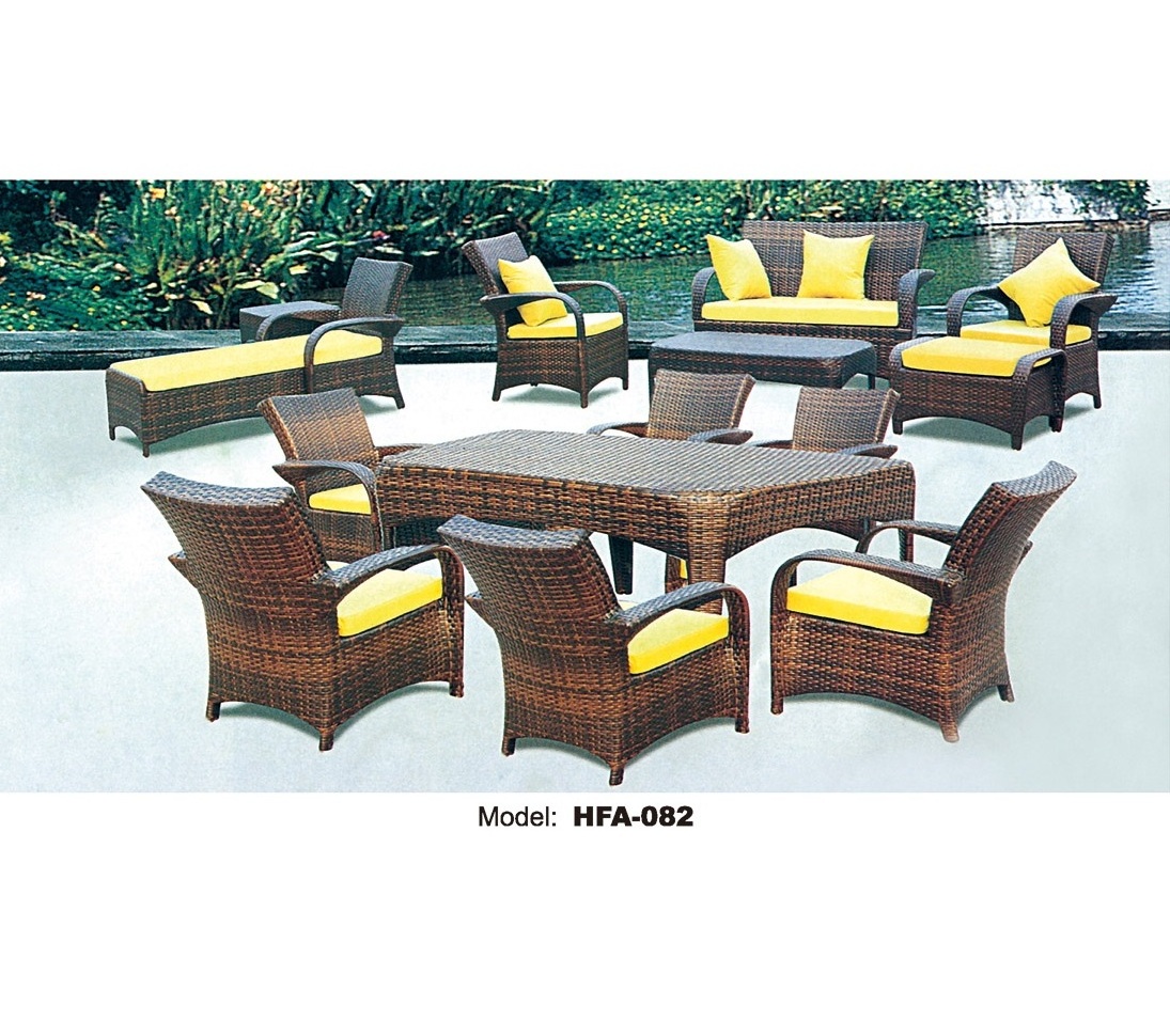 7-Piece Outdoor Patio Furniture Conversation Set Side Chairs Sofa With Ottomans Loveseat And Tempered Glass Coffee Table