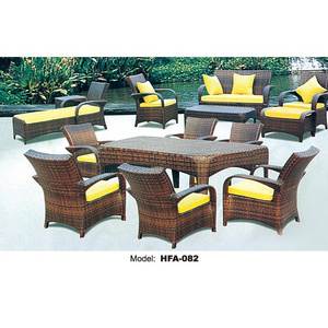 7-Piece Outdoor Patio Furniture Conversation Set Side Chairs Sofa With Ottomans Loveseat And Tempered Glass Coffee Table