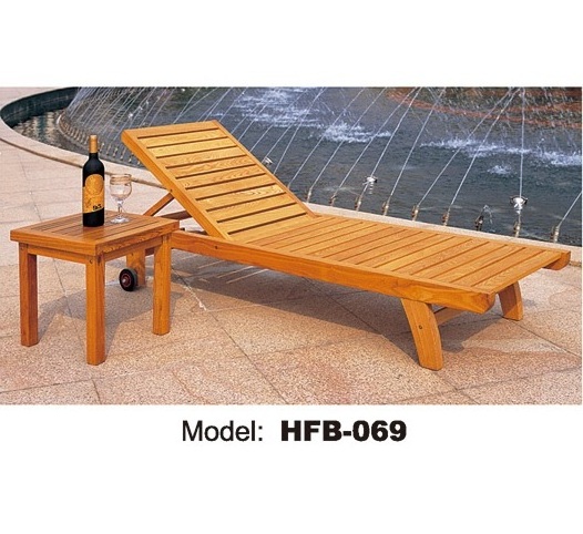 Leisure sun bed patio teak sun lounger all weather outdoor  wood swimming pool sunbed lounge