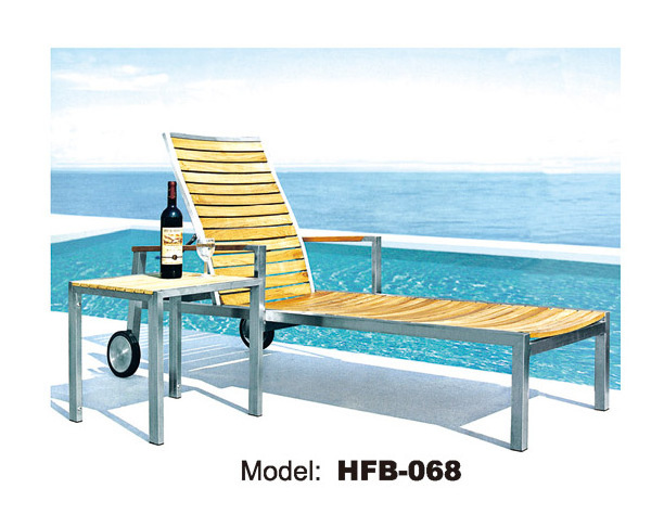 Leisure sun bed patio teak sun lounger all weather outdoor  wood swimming pool sunbed lounge