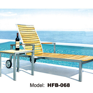 Leisure sun bed patio teak sun lounger all weather outdoor  wood swimming pool sunbed lounge